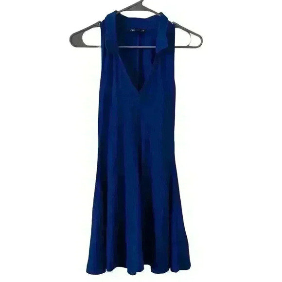 Zara Lapel Collar Rib Dress M - Picture 2 of 10